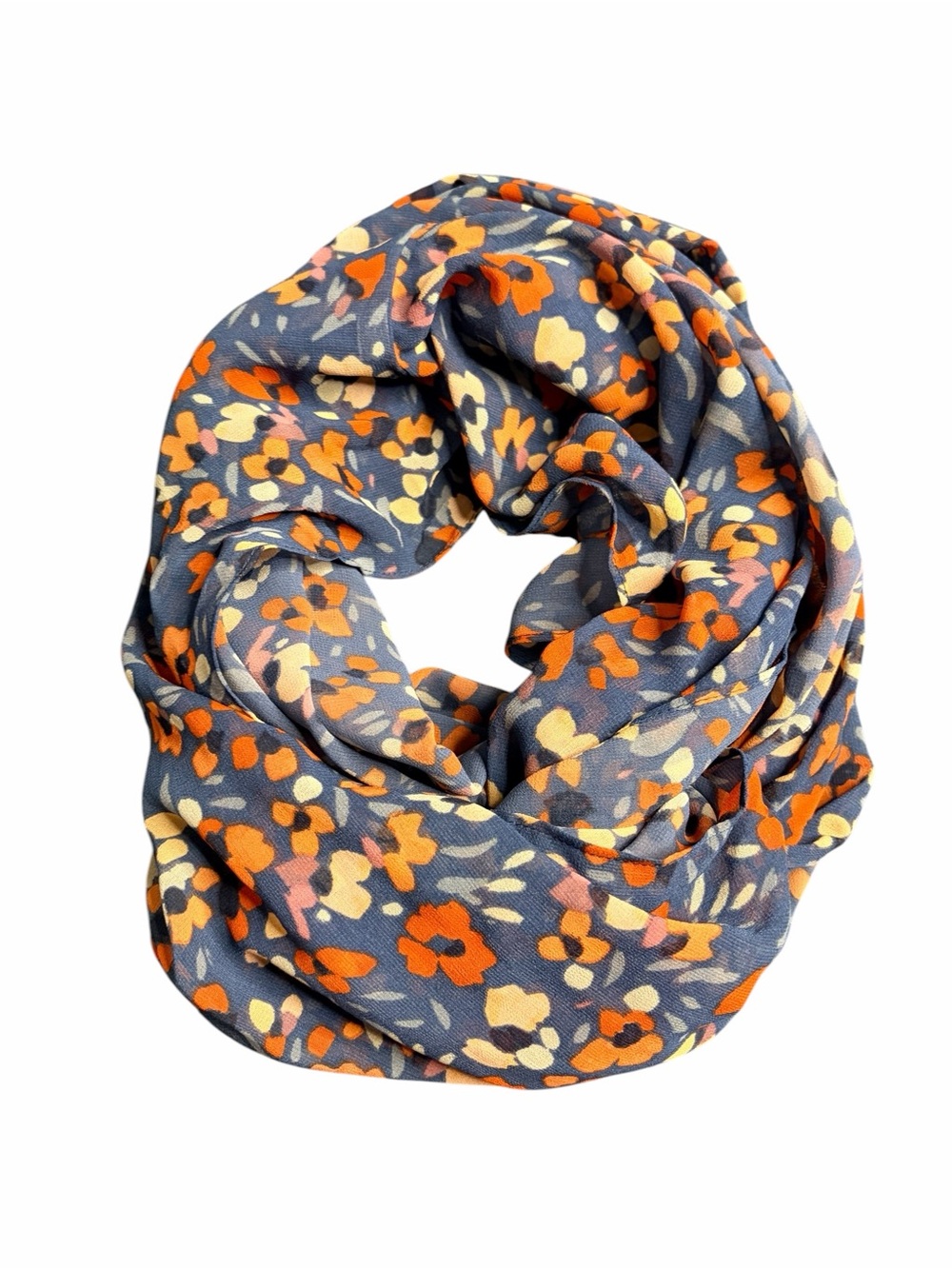 Daniel Rainn Floral Infinity Scarf - Blue, Orange & Cream